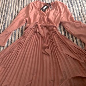 NWT Faux Wrap Dress w./ Accordion Pleats